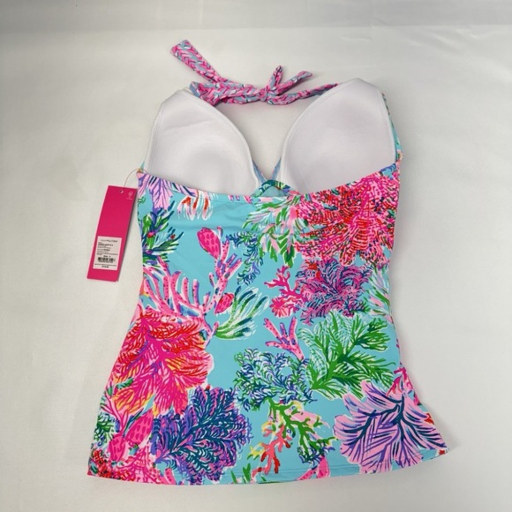 NEW Lilly Pulitzer Bliss Halter Tankini Top Celestial Blue Cay to Heart Sz 4 - Picture 7 of 16